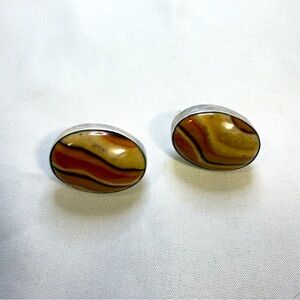 Vintage Sterling Silver Creations By Gundi Banded Agate Stud earrings